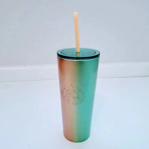2020 Starbucks Tumbler Mug 16oz Steel Ombre Green/Copper Cold Cup